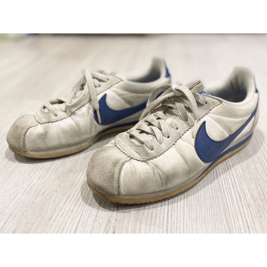 正品 NIKE CLASSIC CORTEZ NYLON 阿甘鞋 尼龍 麂皮 男鞋 白 藍 二手