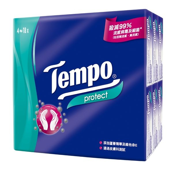 【躍獅線上】Tempo 抗菌倍護4層迷你紙手帕 7抽*18包/袋