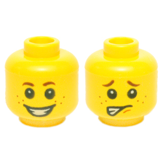 LEGO 樂高 黃色 人偶頭 雙面臉 小孩 微笑/害怕圖案 3626cpb1349