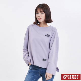 5th STREET 女裝登山露營動物印花長袖T恤-芋紫(山形系列)
