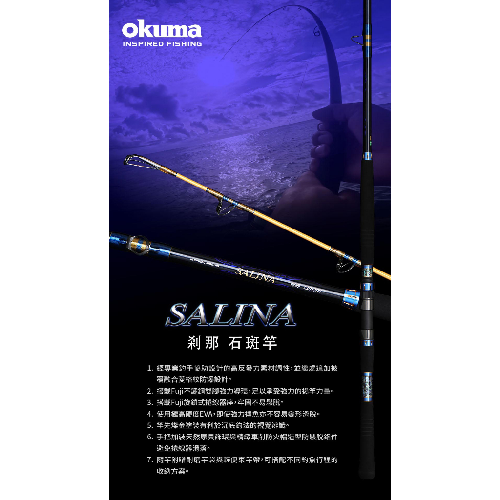 【民辰商行】23年 OKUMA 寶熊 剎那 煞那 SALINA 富士高強度導環 石斑竿