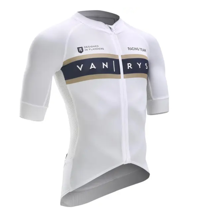 (全新)迪卡儂 VAN RYSEL 男款公路車車衣Racer Team 高性能輕量短袖車衣 白色 XL號 但已拆標籤