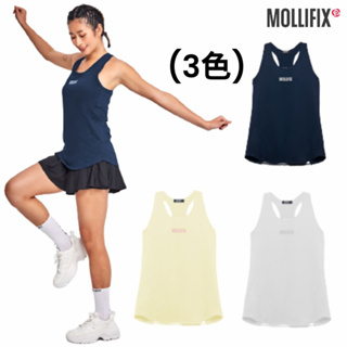 Mollifix 瑪莉菲絲 後摺景垂墜拚色運動背心_3色(丈青/暖灰/香草黃)、瑜珈上衣、瑜珈服