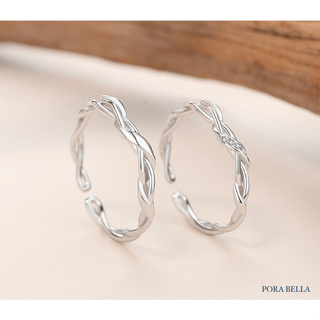 <Porabella>新款925純銀交織莫比情侶對戒 小眾設計 素圈麻花戒指 情人節禮物 可調開口式對戒 RINGS