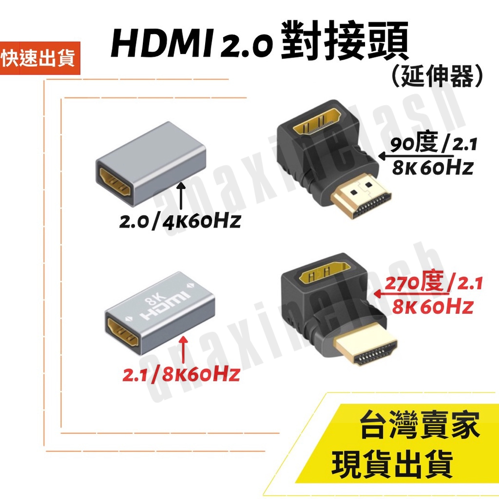 台灣速發 HDMI 2.1 2.0 母對母 對接頭 延伸器 8K 60Hz 4K 轉接頭  延長頭 影像 轉換音視頻同步