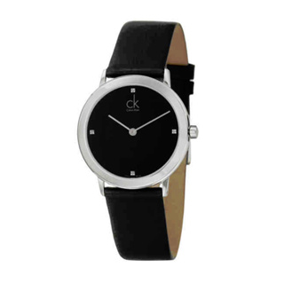 CK Calvin Klein 簡約真鑽時尚皮帶腕錶 (大) K0351102