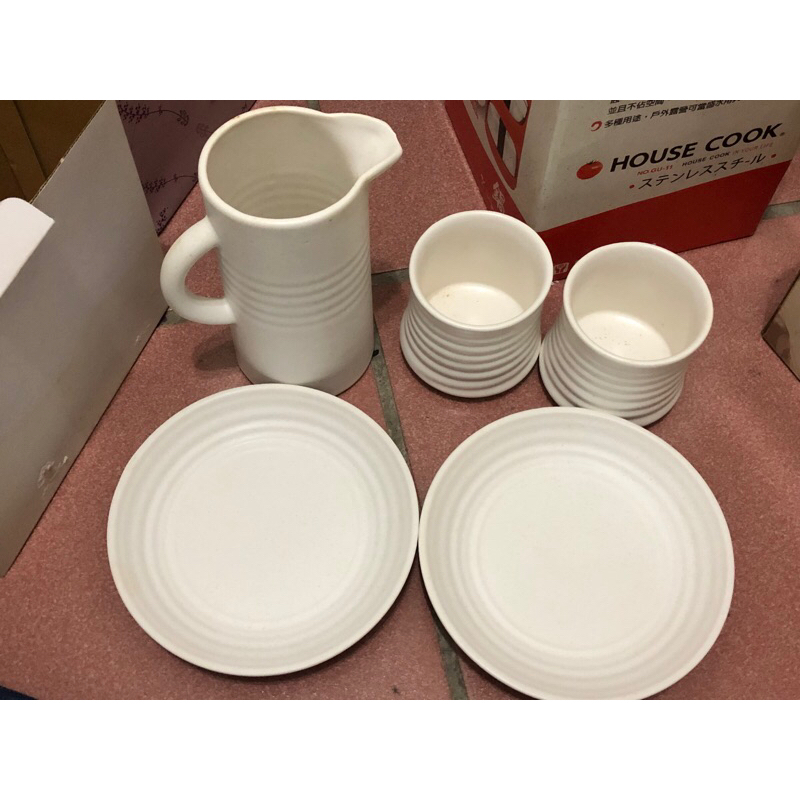 24H快速出貨🔥 陶板屋 和風茶具組 純白 杯盤組 一壺二杯二盤 陶板屋杯子 陶板屋茶具