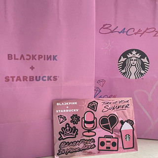 可愛質感✨星巴克 Starbucks x Blackpink 聯名紙袋&貼紙（粉/黑）