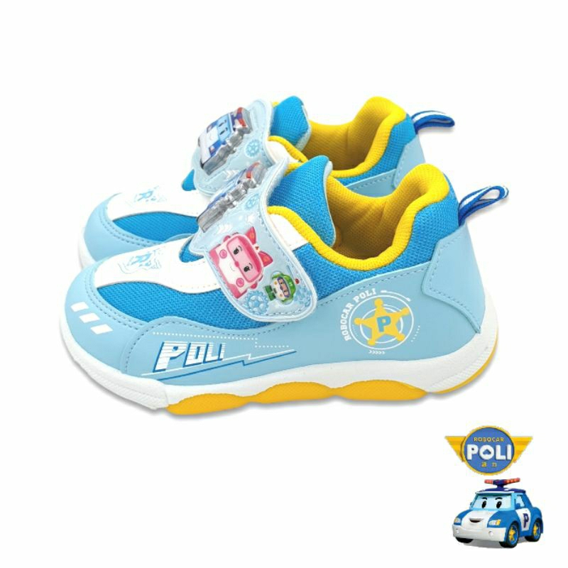 【MEI LAN】波力 POLI 救援小英雄 安寶 羅伊 兒童 電燈鞋 運動鞋 台灣製 34146 湖水藍 另有粉色