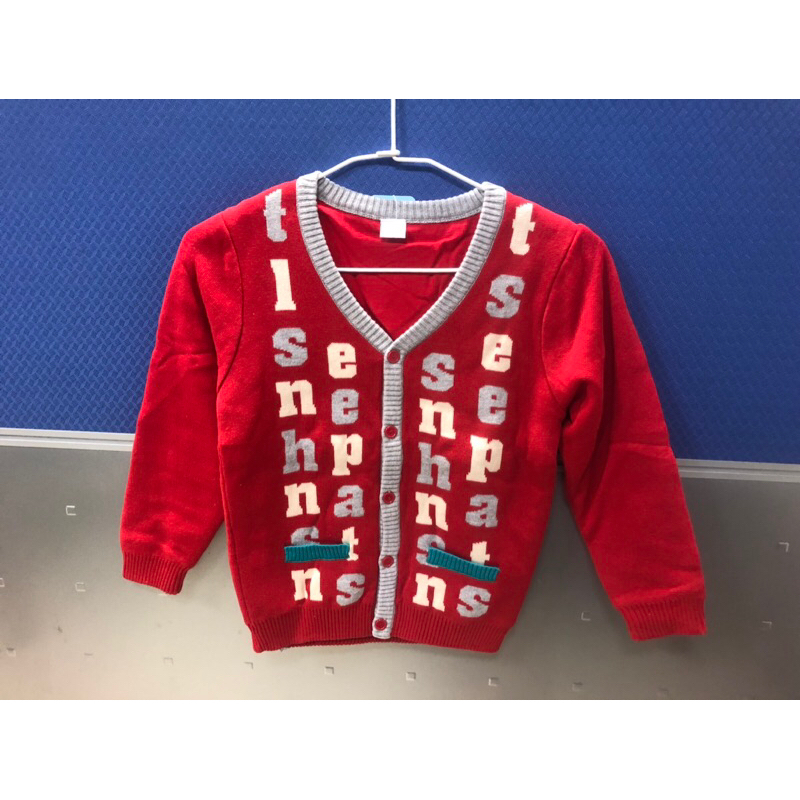 （全新）麗嬰房大紅色長袖毛衣-8號