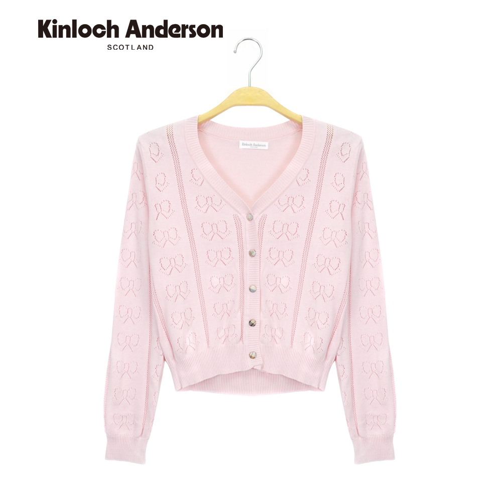 【金安德森女裝】甜美蝴蝶結挑洞針織薄外套 粉紅 獨家款 KA065900110  Kinloch Anderson