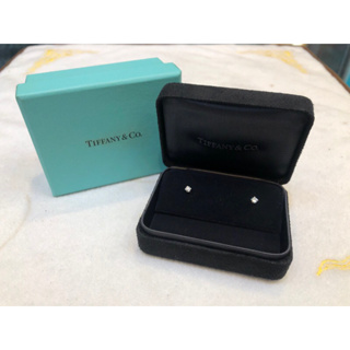 Tiffany & Co.-四爪單鑽耳環(0.12ct,0.12ct)-PT950-附內外盒防塵袋