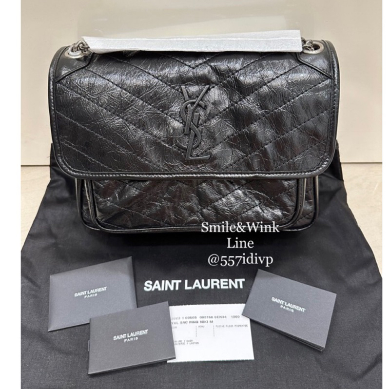 全新正品🇮🇹義大利代買 預購折扣價! YSL Saint Laurent NIKI 中號 小牛皮 黑色銀鍊 台北面交