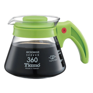 【TIAMO】耐熱玻璃咖啡壺 通過SGS檢測/HG2294G(360cc/綠)|Tiamo品牌旗艦館