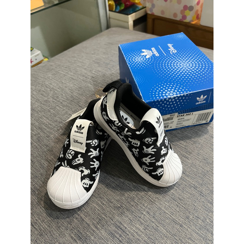 【adidas 愛迪達】Disney Superstar 360 X I  襪套式 免綁帶 小童鞋 米奇