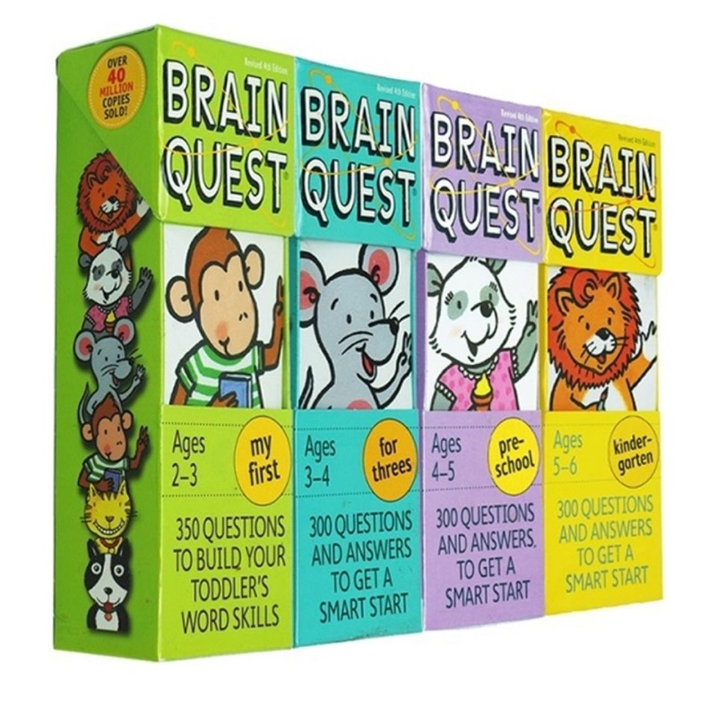 點讀版BQ問答卡4盒常識邏輯Brain Quest英語訓練卡大腦開發卡