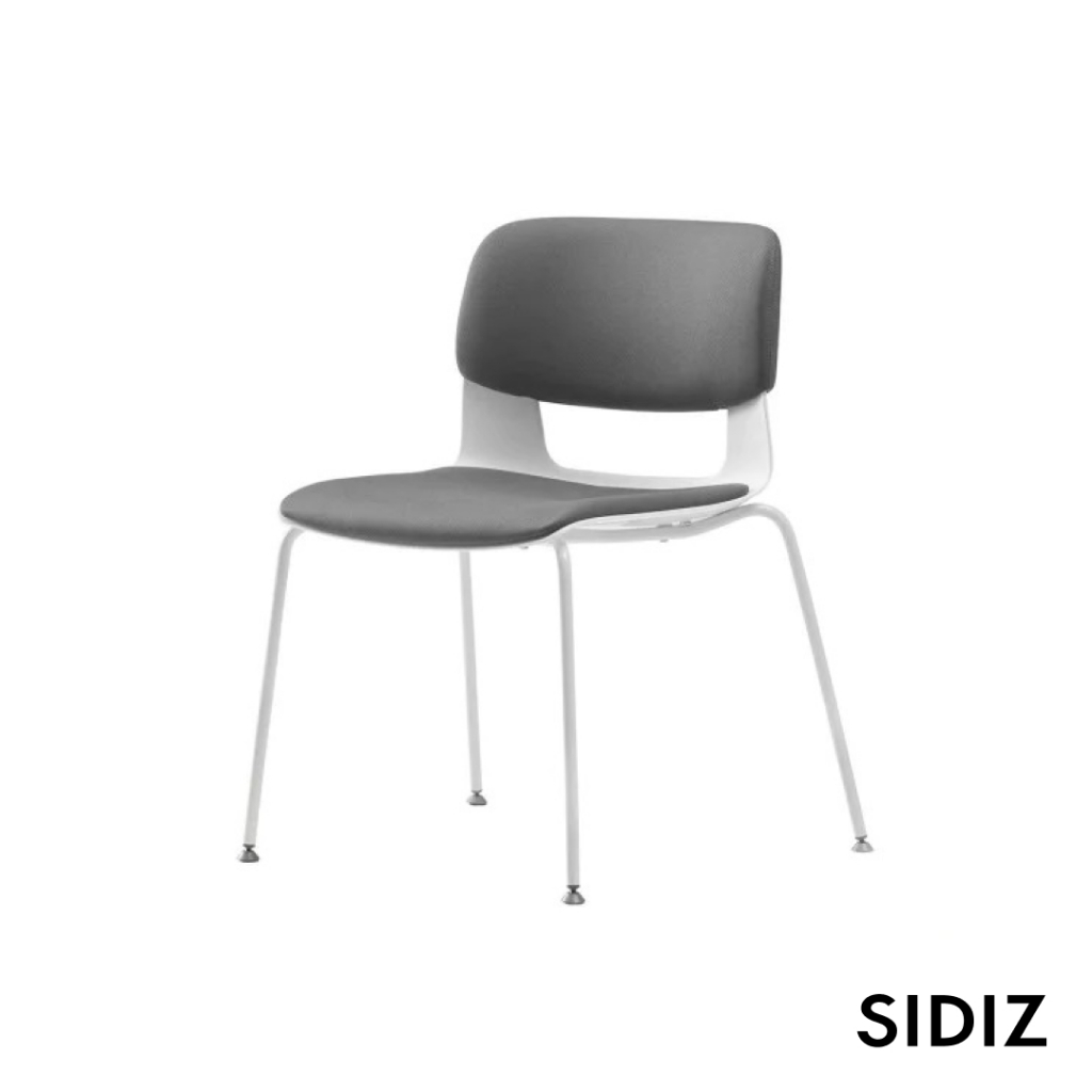 【SIDIZ】BUTTON 塑膠布料會議椅 (白腳淺灰)｜官方旗艦店
