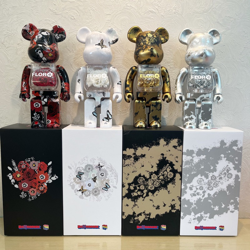 bearbrick FLOR 玫瑰花 永生花 千秋花*白/紅/金/銀400%