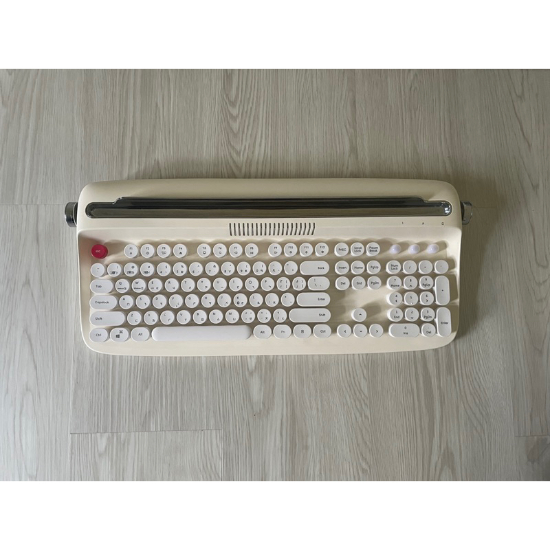 actto 復古打字機無線 藍牙鍵盤 / 中文鍵帽 / 數字款 奶油黃