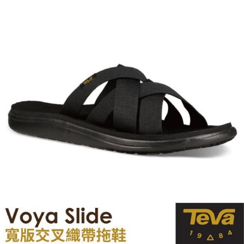 【TEVA】男 Voya Slide 寬版交叉織帶拖鞋.雨鞋.水鞋.抗菌溯溪鞋.海灘鞋.水陸兩用鞋_黑色_1099272