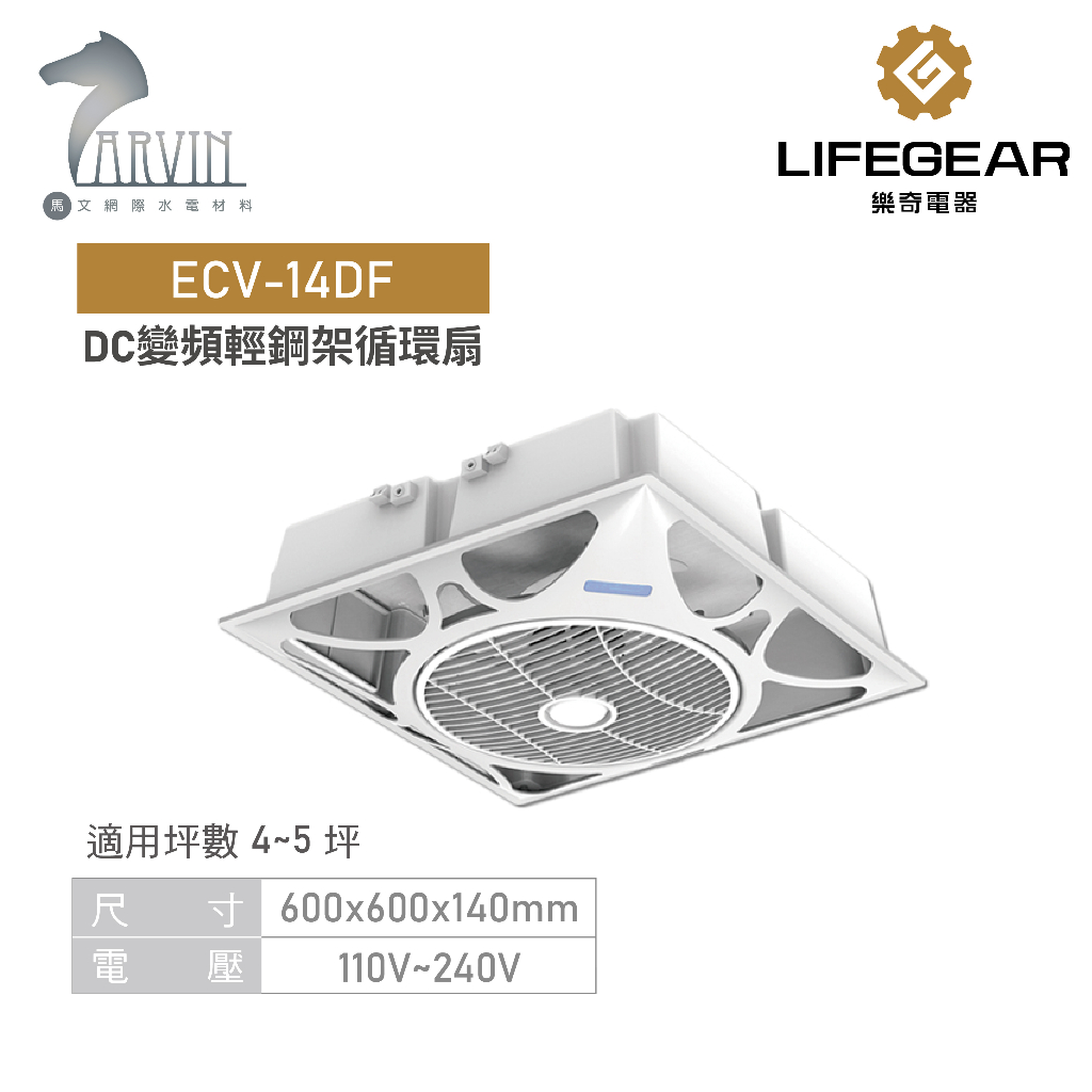 《樂奇》ECV-14DF 變頻DC輕鋼架循環扇(外接空調接口)
