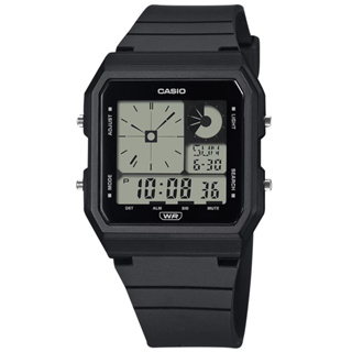 CASIO 卡西歐 / 復古方形 雙顯 電子數位 橡膠手錶 黑色 / LF-20W-1A / 33mm