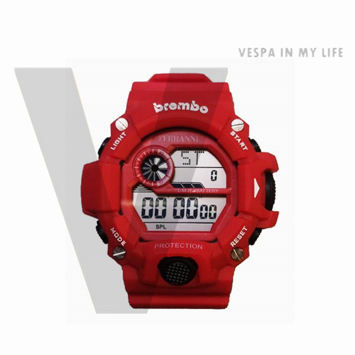 BREMBO 手錶 電子錶 限量黑底紅運動計時器 運動錶 豐年俐 紅色