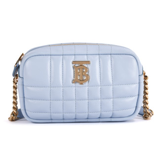 BURBERRY Lola TB衍縫小羊皮迷你鏈帶斜揹包 相機包(淺藍)083272-5｜GoBrand購名牌