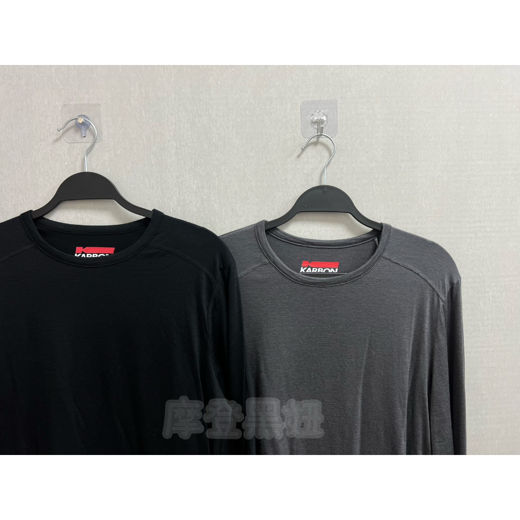 💃摩登黑妞💃 KARBON 男 美麗諾 羊毛 長袖 上衣 吸濕 排汗 1048027