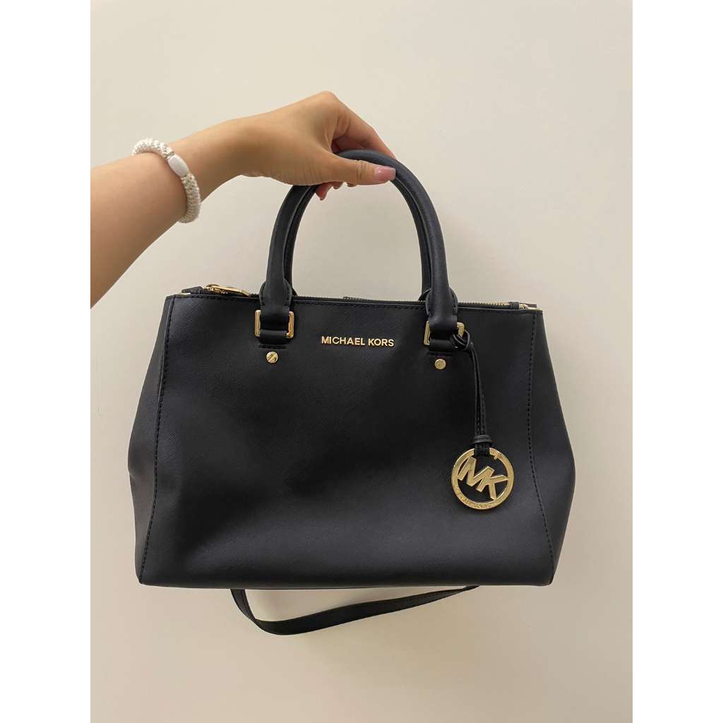 二手 - 澳洲帶回 Michael Kors 手提肩背包 斜背包 MK包 手提包 肩背包 托特包 防刮牛皮包 黑色包包