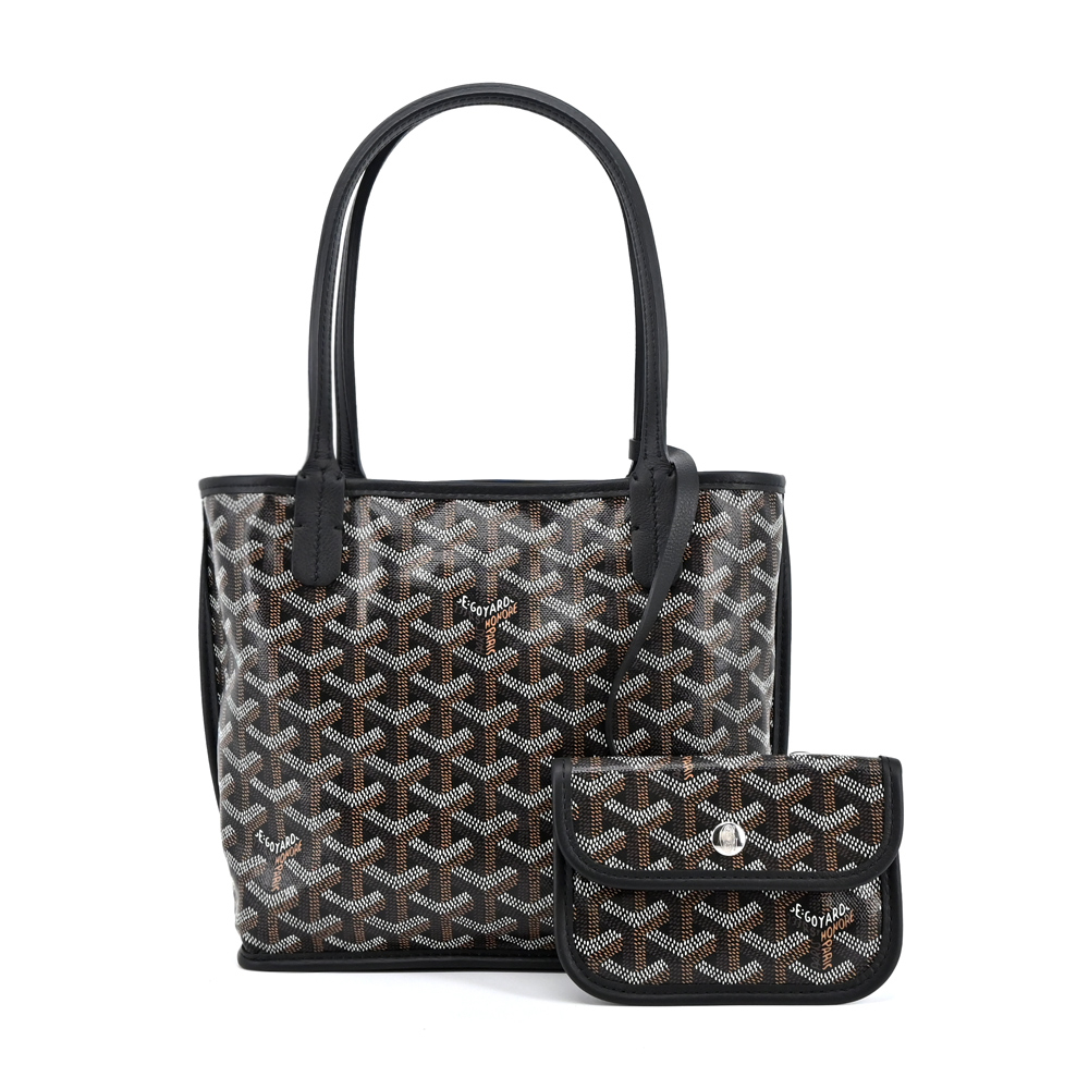 GOYARD ANJOU雙面塗料帆布logo購物包-黑咖｜100%原廠真品｜JS Maxx官方旗艦館