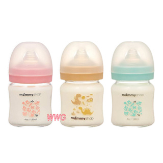 mammyshop 媽咪小站母感體驗2.5寬口徑玻璃奶瓶 120ML，最貼近媽媽乳房觸感奶嘴 5折優惠