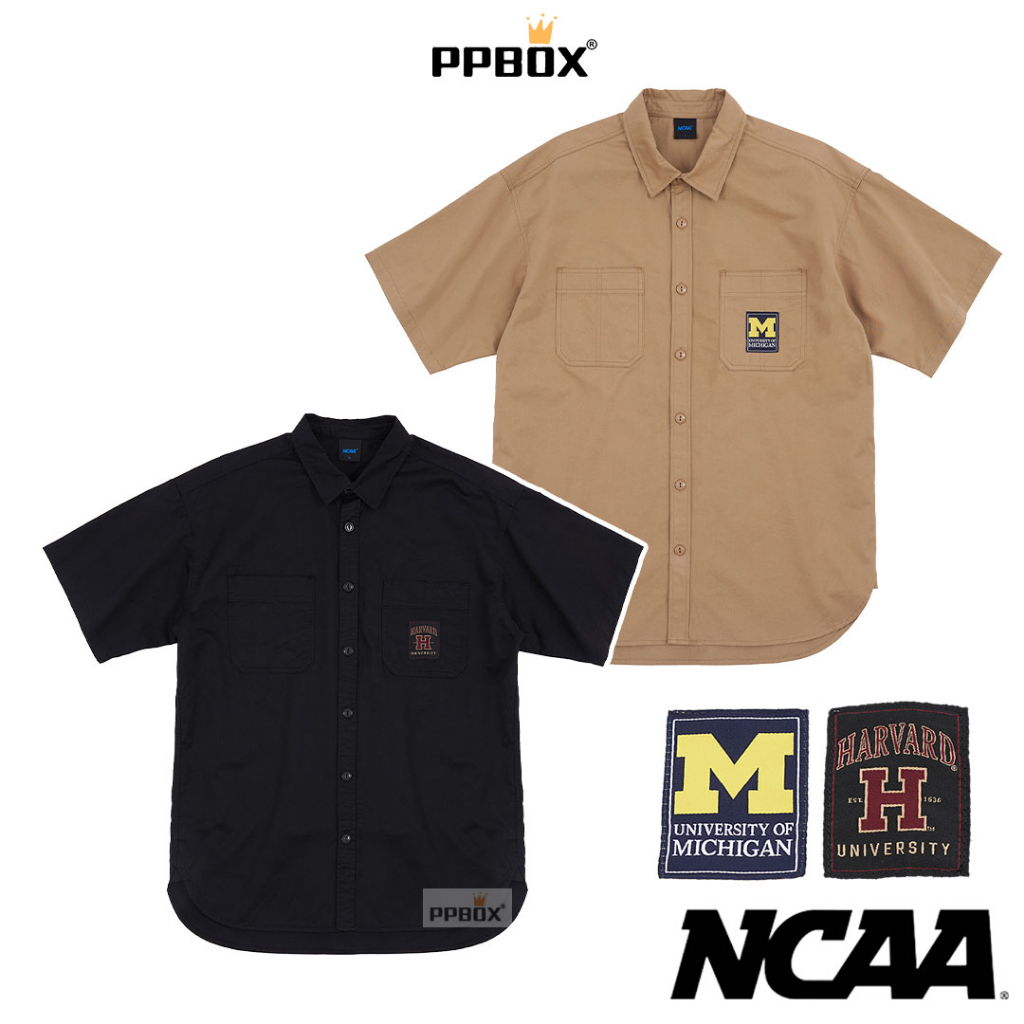 NCAA 學院織標工裝 襯衫 73251471 新衣新包 短袖 露營風 工業風 外套 外搭 立領 素T