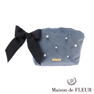 Maison de FLEUR 典雅絲絨系列珍珠緞帶手拿包(8A23FJJ0900)