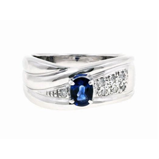【久大御典品】天然藍寶戒指 女戒 主石0.51克拉 保證天然 鉑金900台 貴金屬 設計款 編號:N7585-3