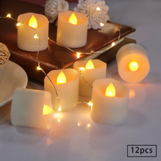 派對城 現貨 【LED融蠟燈12入(暖白光)-白】 歐美派對 電子蠟燭 求婚布置 派對佈置 拍攝道具