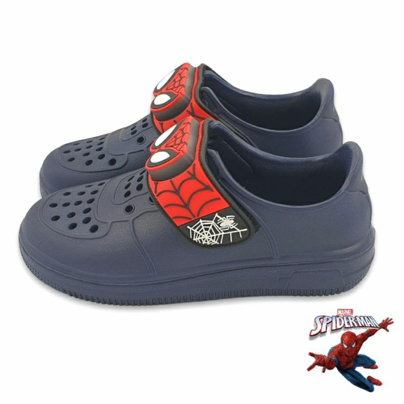 【米蘭鞋都】蜘蛛人 Spider Man 兒童 電燈洞洞鞋 懶人鞋 透氣 防水 台灣製 正版授權 35406 藍色