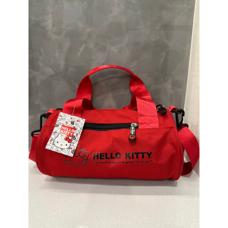 《正版》Hello Kitty運動旅行小提袋 側背包 小包 圓筒包 KT手提包 生日禮物 交換禮物