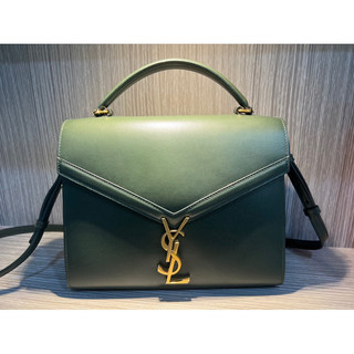 超美 ysl 金釦 Cassandra 兩用包 時髦歐美墨綠色