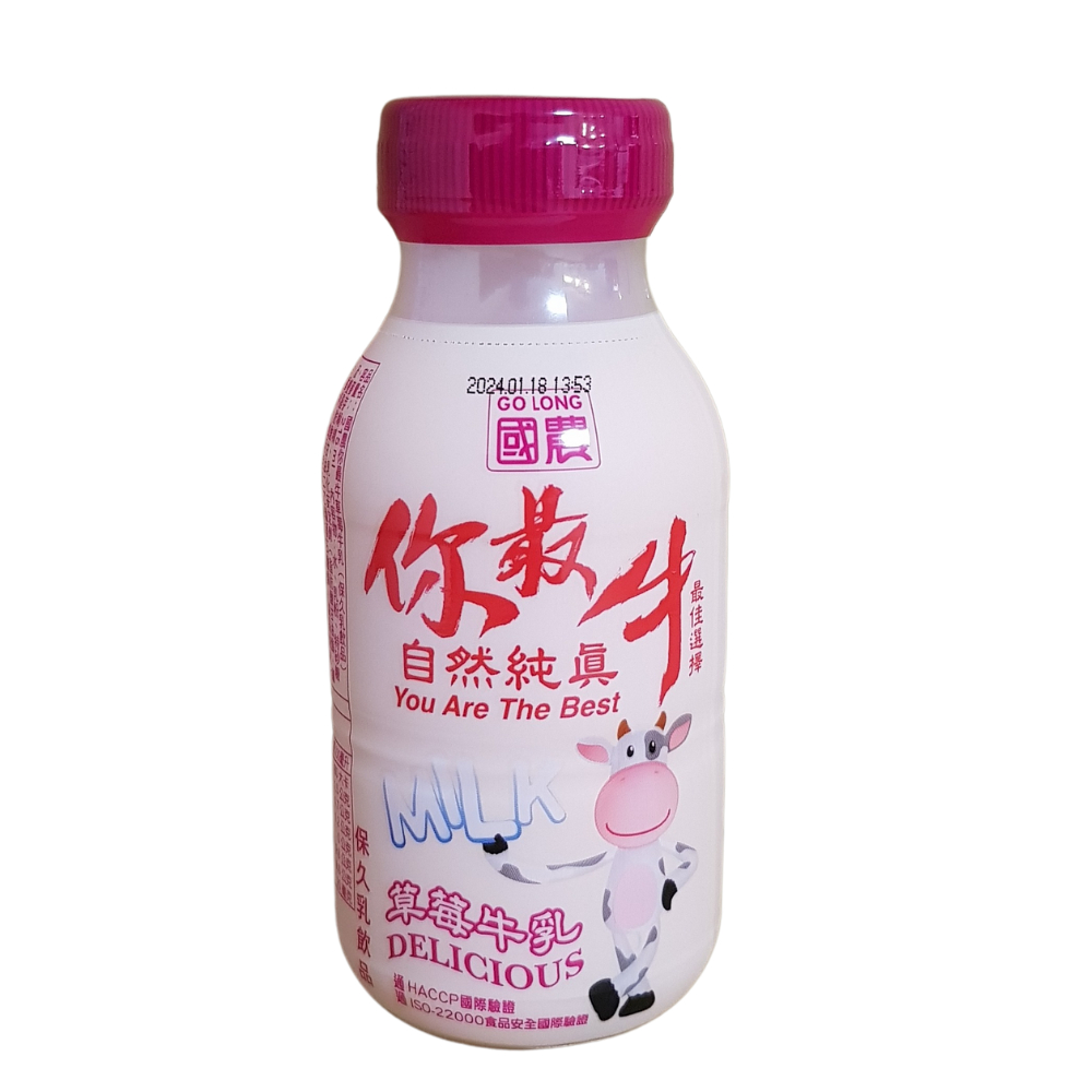 國農PP215ML草莓牛乳 215ML/瓶 1箱(24瓶)