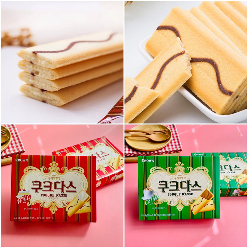 韓國 CROWN 巧克力薄燒餅乾威 白巧克力薄燒餅乾 巧克力餅乾 巧克力夾心餅乾 韓國餅乾 韓國零食