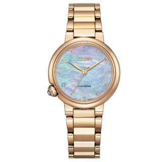 CITIZEN 星辰 L系列 EM0917-81Y 獨角獸夢幻紫藍動能女錶 / 白蝶貝面 30mm