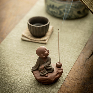 精品紫砂茶寵小和尚擺件創意茶道茶桌可愛小沙彌香道香薰香爐擺設
