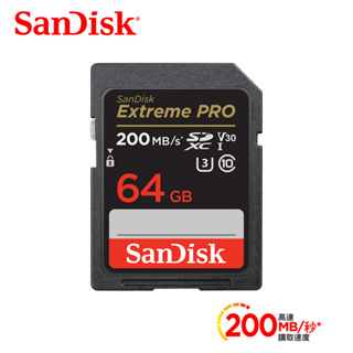 新規每秒200MB SanDisk Extreme Pro SDXC UHS-I(V30) 64GB 記憶卡(公司貨