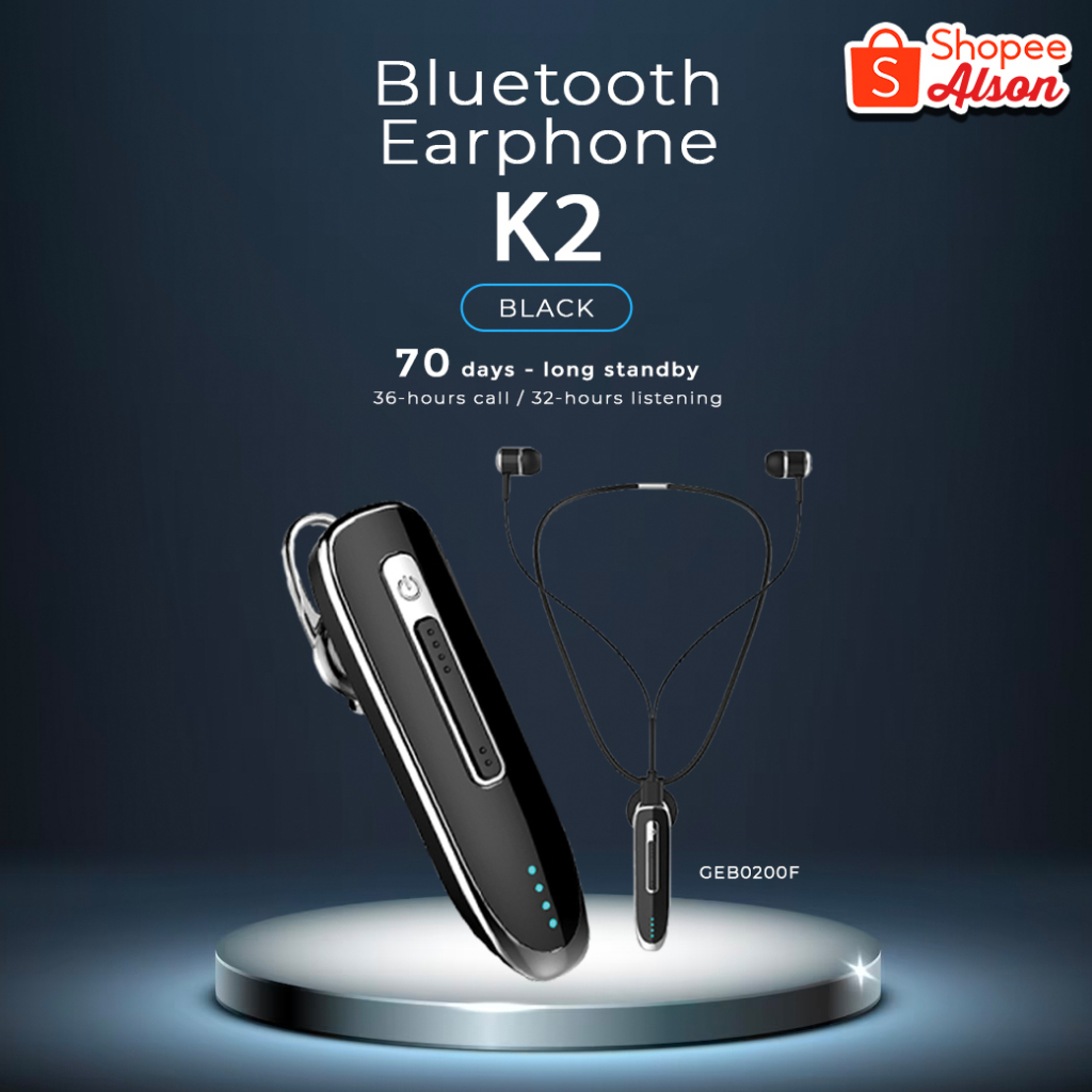 【ALSON】K2 HEADSET BLUETOOTH 藍芽耳機 單耳 雙耳 頸掛式 EARPHONE