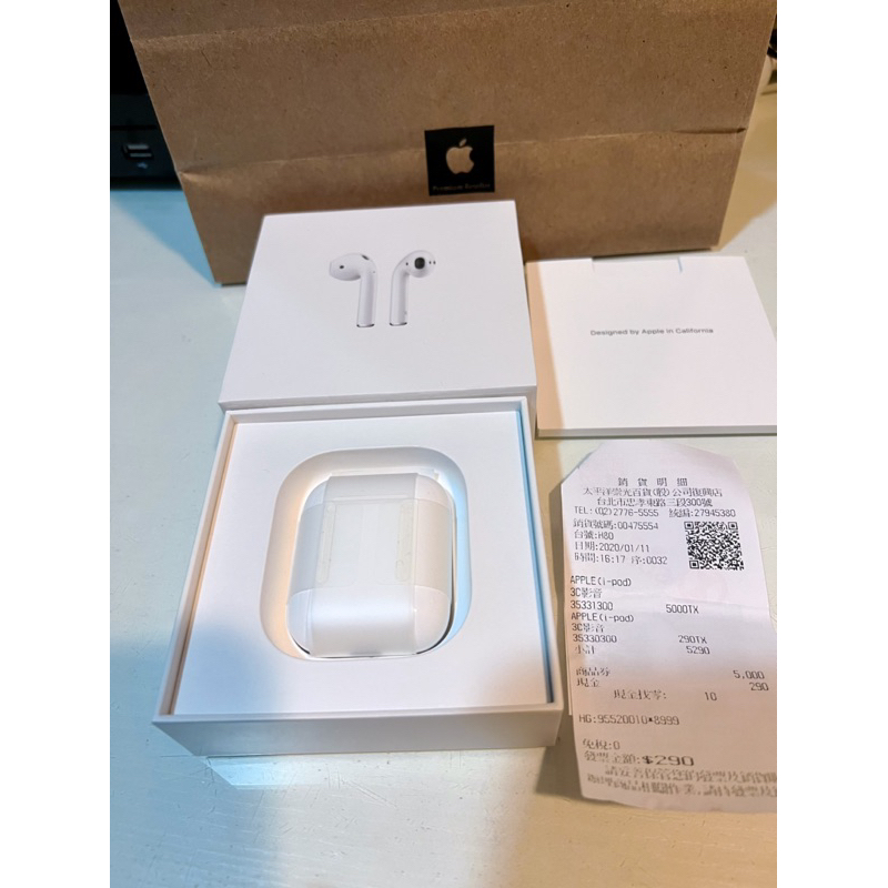 【近新 原廠公司貨💯】盒裝Apple AirPods 2代有線充電版 全配 耳機 充電盒 蘋果耳機 手機 AirPods