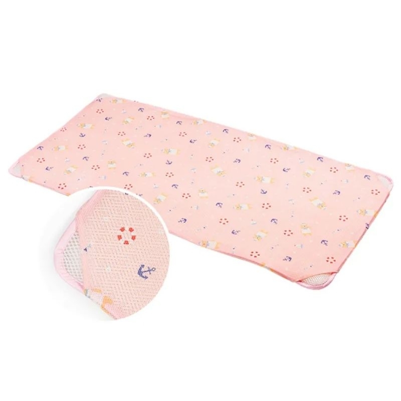 韓國GIO Pillow智慧二合一有機棉超透氣排汗嬰兒床墊(L)+超透氣護頭型嬰兒枕/防蟎枕(M)水手熊粉一組9.9成新