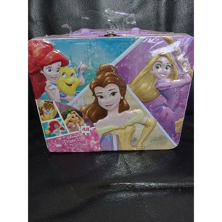 全新 正版 迪士尼 手提鐵盒 提盒 48片 拼圖 公主系列 小美人魚 愛麗兒 長髮公主 樂佩 美女與野獸 貝兒 手提箱