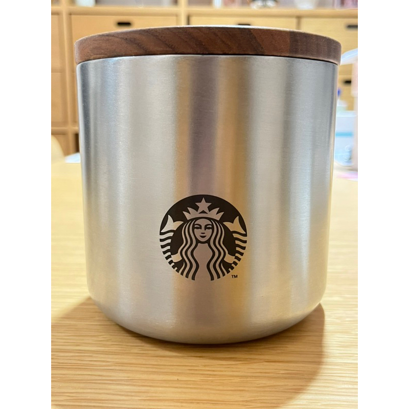 星巴克 胡桃木蓋儲豆罐 儲物罐 儲存罐 咖啡豆儲存罐 Starbucks