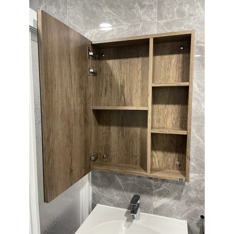 不鏽鋼鏡櫃 收納櫃 60x80cm 木紋 鏡櫃 浴室櫃 高雄可代安裝